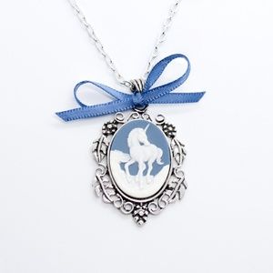 Vintage Style Unicorn Cameo Handmade Necklace